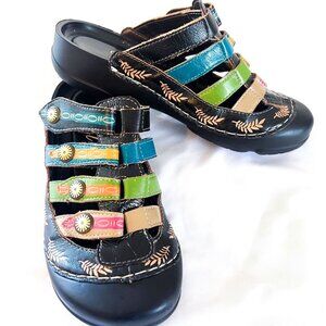 Corkys Elite Heidi Hand-painted Leather Mules Sandal Bump Toe Womens